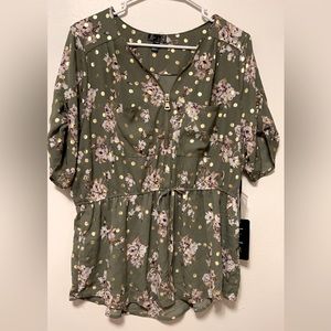 J for Justify women’s size 1X Multicolor Floral print top w/ zip up